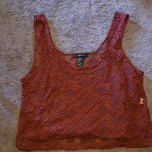 Forever 21 Women's Burgundy Lace Tank Top